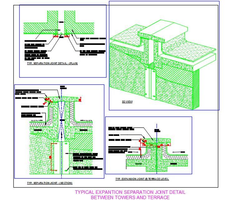 Vertical Expansion Joint CAD- Towers and Terrace Details